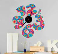 hippie stijl klok sticker - thumbnail