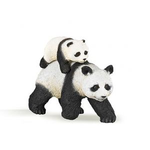 Plastic speelgoed figuur panda met baby 8 cm   -