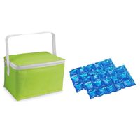 Kleine koeltas voor lunch groen met 2 stuks flexibele koelelementen 3.5 liter - Koeltas