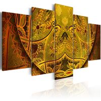 Schilderij - Mandala: Kracht van Goud , Goudlook , 5 luik