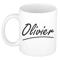 Naam cadeau mok / beker Olivier met sierlijke letters 300 ml - thumbnail