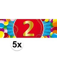 5x 2 jaar leeftijd stickers verjaardag versiering   - - thumbnail