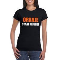 Oranje staat mij niet t-shirt zwart dames - thumbnail