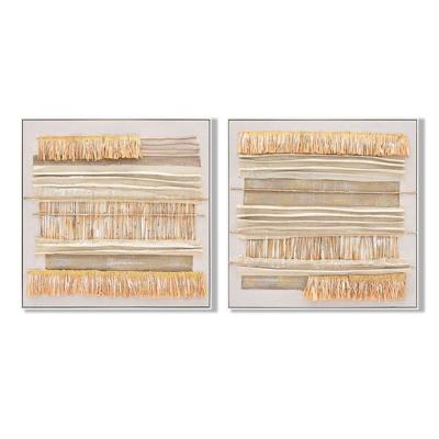 Canvas Home ESPRIT Beige Natuurlijk Boho 82 x 4,5 x 82 cm (2 Stuks)