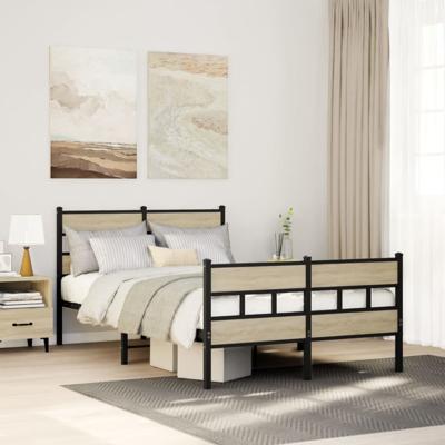 Bedframe zonder matras metaal sonoma eikenkleurig 120x190 cm