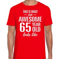 Awesome 65 year / 65 jaar cadeau t-shirt rood heren - thumbnail