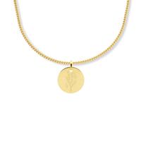Gegraveerde geboortebloem ketting - 14K GOUD - Goud - Anchor chain - Augustus - klaproos