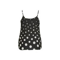 JD Williams spaghettitop met stippen en kant zwart/wit - thumbnail