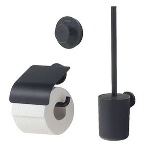 Tiger Urban Toiletaccessoireset - Toiletborstel met Houder - Toiletrolhouder met Klep - Handdoekhaak - Zwart