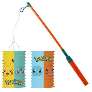 Pokemon lampion - multi kleuren - H28 cm - papier - met lampionstokje - 40 cm   -