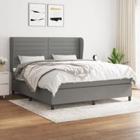 Boxspring met matras stof donkergrijs 160x200 cm