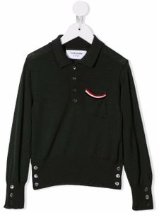 Thom Browne Kids polo en maille à manches longues - Vert