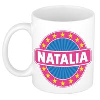 Natalia voornaam koffiemok - beker - wit/roze - 300 ml - Cadeau - Dames - Collega - Moederdag