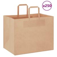 VidaXL Papieren zakken 250 st met hengsels 32x22x24 cm bruin