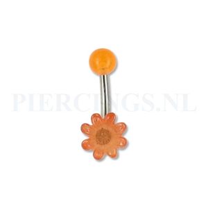 Navelpiercing acryl bloem oranje