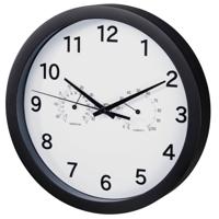 Hama wandklok pure plus ø 25 cm met thermo-/hygrometer geluidsarm zwart