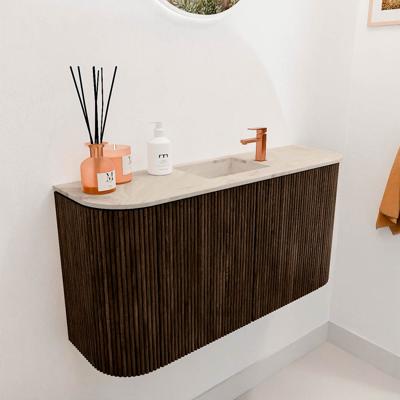 Toiletmeubel Mondiaz Joya Dlux | 83.2 cm | Meubelkleur Walnut | Faye wastafel Frappe Wasbak Midden | 1 kraangat
