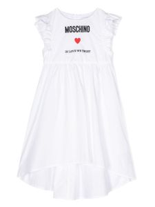 Moschino Kids robe en coton à logo brodé - Blanc