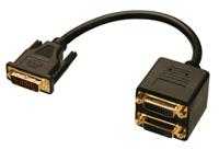 LINDY 41215 DVI Adapter [1x DVI-D-stekker - 2x DVI-bus 24+5-polig] Zwart 20.00 cm