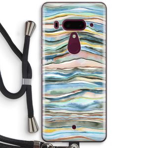 Watercolor Agate: HTC U12+ Transparant Hoesje met koord