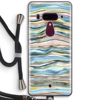 Watercolor Agate: HTC U12+ Transparant Hoesje met koord