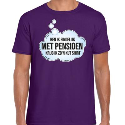 Cadeau T-shirt voor heren - eindelijk met pensioen - paars - VUT