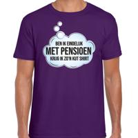 Cadeau T-shirt voor heren - eindelijk met pensioen - paars - VUT