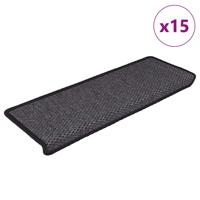 VidaXL Trapmatten zelfklevend 15st sisal-look 65x21x4cm antracietkleur