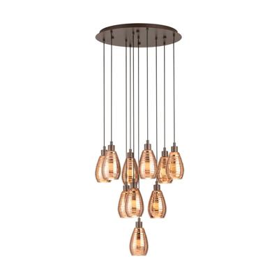 Stars of Light Design videlampSiracusa 10-lichts bruin met koperglas - 39509