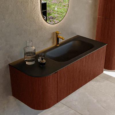 Badmeubel Mondiaz Kurve | 115 cm cm | Meubelkleur Ruby | Wastafelkleur Urban | Solid surface | Wasbak rechter zijde spoelbak | 1 kraangat