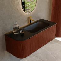 Badmeubel Mondiaz Kurve | 115 cm cm | Meubelkleur Ruby | Wastafelkleur Urban | Solid surface | Wasbak rechter zijde spoelbak | 1 kraangat