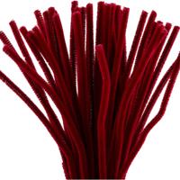 Creativ Company Chenille, l: 30 cm, dikte 6 mm, donkerrood, 50 stuk/ 1 doos