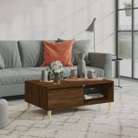 Salontafel 90x60x35 cm bewerkt hout bruin eikenkleur - thumbnail