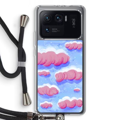 Roze wolken met vogels: Xiaomi Mi 11 Ultra Transparant Hoesje met koord