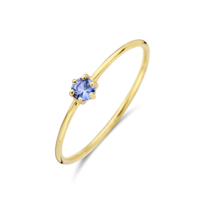 14k Geelgouden Ring 4mm met Tanzaniet - Geboortesteen December