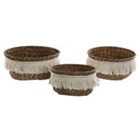 Basket spelset Home ESPRIT Natuurlijke Vezel Boho Versleten 16 x 16 x 6 cm