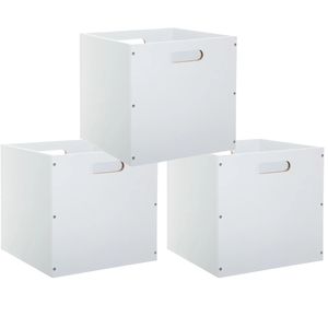 Set van 3x stuks opbergmand/kastmand 29 liter wit van hout 31 x 31 x 31 cm