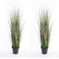 Set van 2x stuks kunstplanten groen gras sprieten 65 cm.