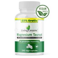 Livinggreens Magnesium tauraat + vitamine B6 voordeelverpakking 240 Vegetarische capsules