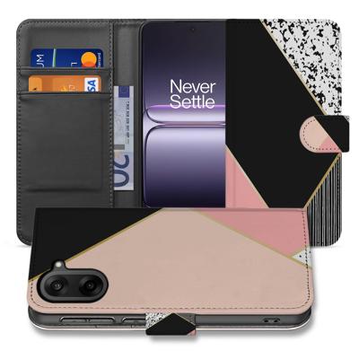 Book Case & Portemonnee Hoesje OnePlus Nord CE 5 | Abstracte Zwart Roze Met Pasjes