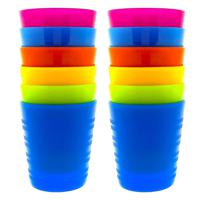 12 x Kunststof onbreekbare drinkbekers - BPA-vrij - 6 kleuren - 240 ml
