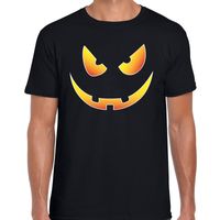 Halloween Scary face verkleed t-shirt zwart voor heren - thumbnail