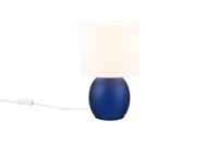 Trio Tafellamp Vela blauw glas met witte kap 517900112 - thumbnail