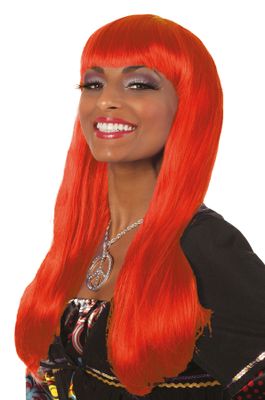 lange pruik deluxe oranje