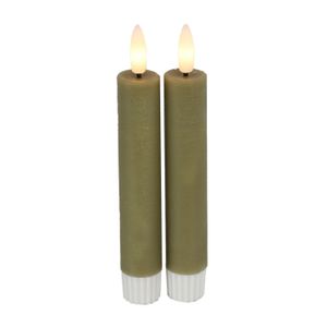 Led dinerkaarsen - 2x st- beige -H15cm - afstandsbediening-timer-dimmer