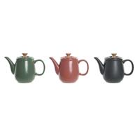 Theepot DKD Home Decor Groen Roze Natuurlijk Donker grijs Rubberwood Keramiek 1 L (3 Stuks)