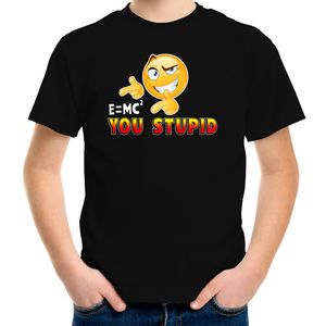 Funny emoticon t-shirt E is MC you stupid zwart kids