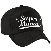 Super mama moederdag cadeau pet /cap zwart voor dames - thumbnail