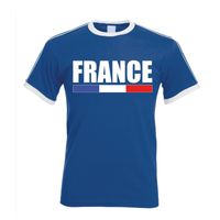 Franse supporter ringer t-shirt blauw met witte randjes voor heren 2XL  -