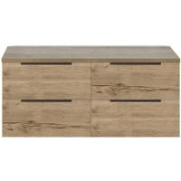 Seville Badmeubelset 120 cm - 4 Laden - Wastafelblad Natuur Eiken Edge Greep